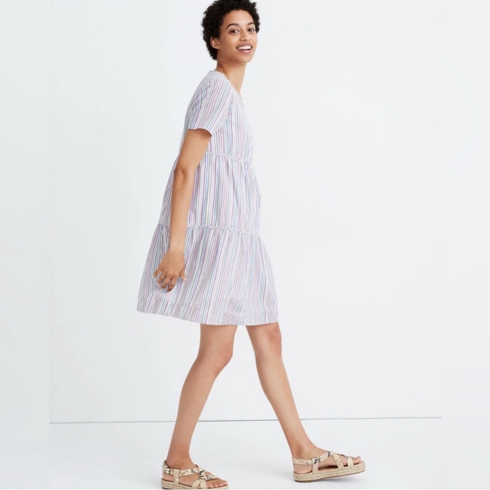Madewell Multicolor Striped Tiered Dress